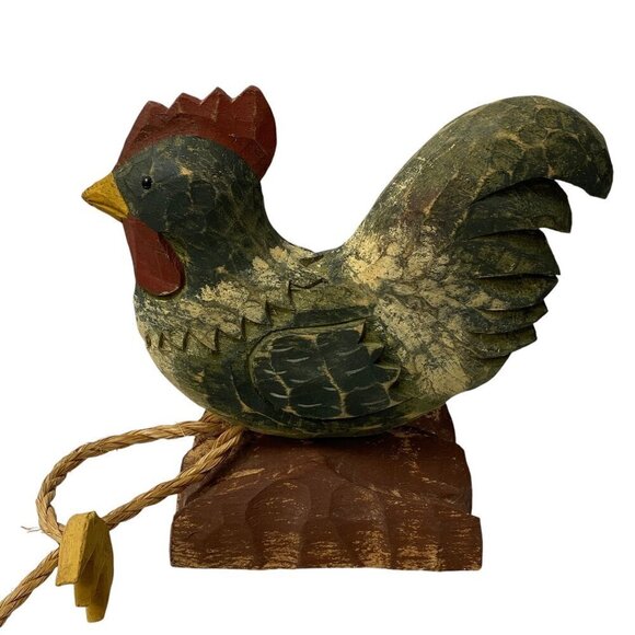 JAMES HADDON COLLECTION Wooden Rooster French Country Hen Rustic Kitchen 8.75" - Picture 1 of 12